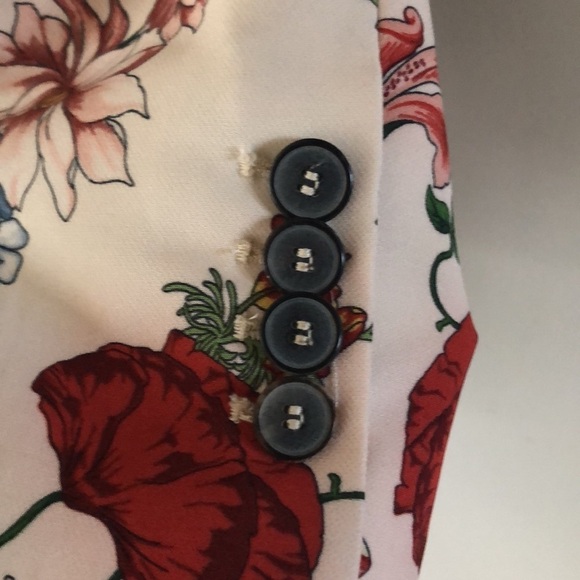 Zara Size S Floral Print Button Front Blazer Jacket SM Pockets Lined Art to Wear - Picture 10 of 16